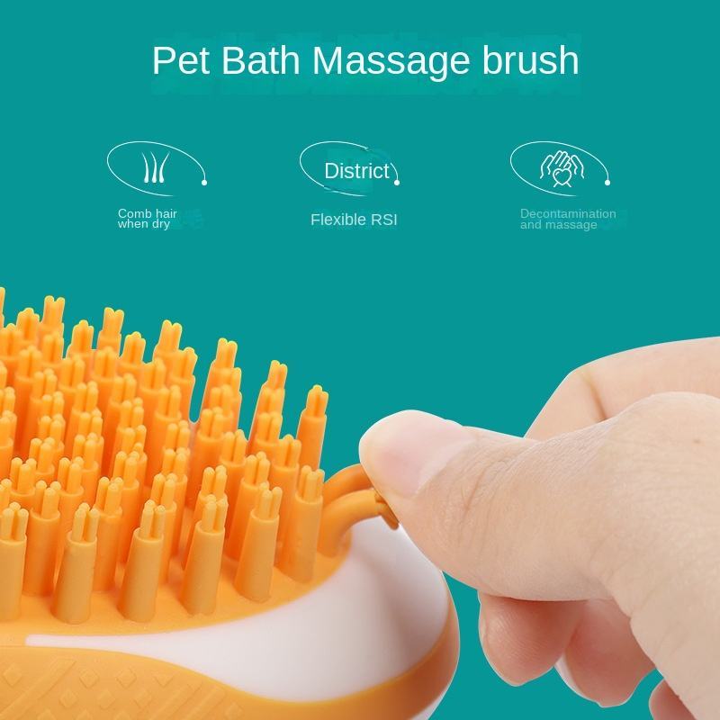 2-in-1 Dog & Cat Bath Brush – Soft Silicone Grooming Comb with Shampoo Dispenser - woofyluxe