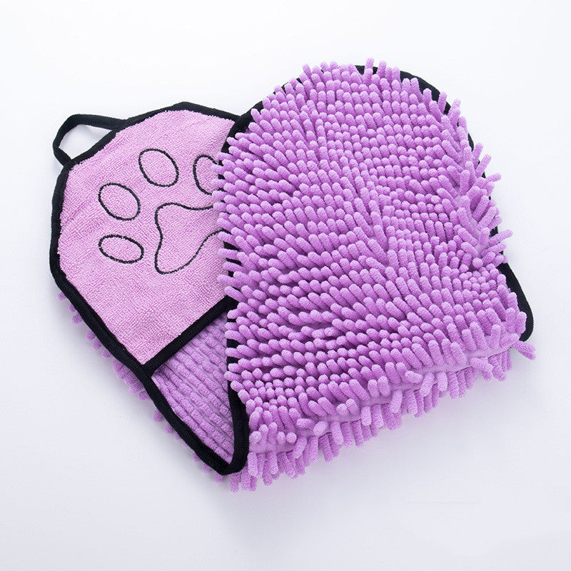 Super Absorbent Microfiber Dog & Cat Bath Towel – Quick Dry Chenille Pet Bathrobe with Double Pockets (62×23cm) - woofyluxe