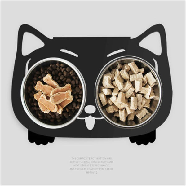 Anti-Falling Cat & Dog Feeding Water Bowl – Inclined Design, Stainless Steel Pet Bowl (Black/White/Pink/Blue) - woofyluxe