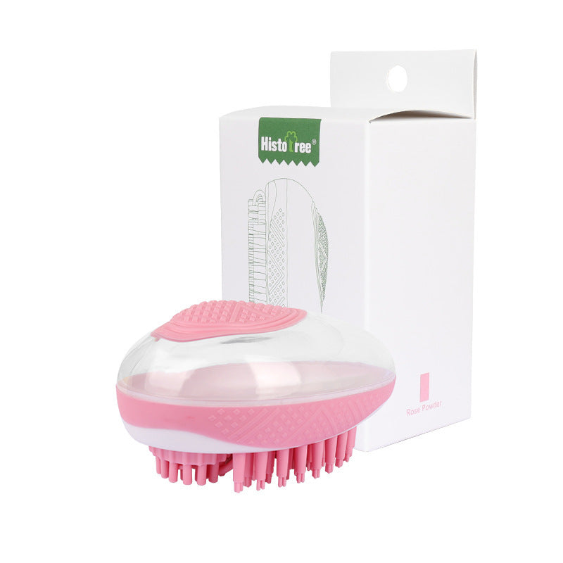2-in-1 Dog & Cat Bath Brush – Soft Silicone Grooming Comb with Shampoo Dispenser - woofyluxe