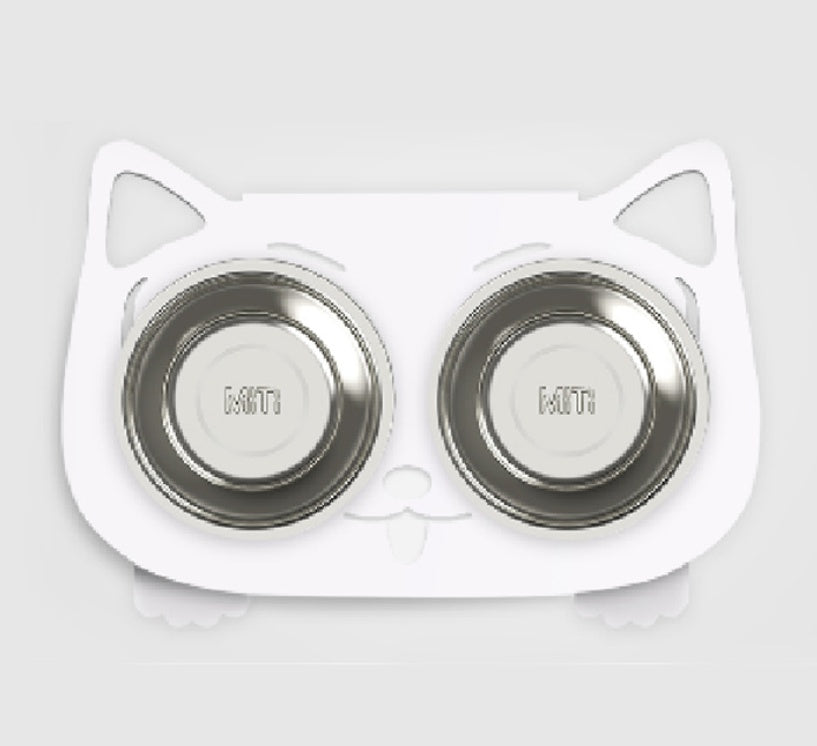 Anti-Falling Cat & Dog Feeding Water Bowl – Inclined Design, Stainless Steel Pet Bowl (Black/White/Pink/Blue) - woofyluxe