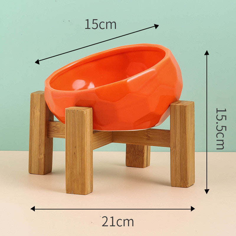 Pet Supplies Ceramic Cat & Dog Bowl – Oblique Mouth Design with Rack | Stylish Feeding Bowl for Cats & Dogs - woofyluxe