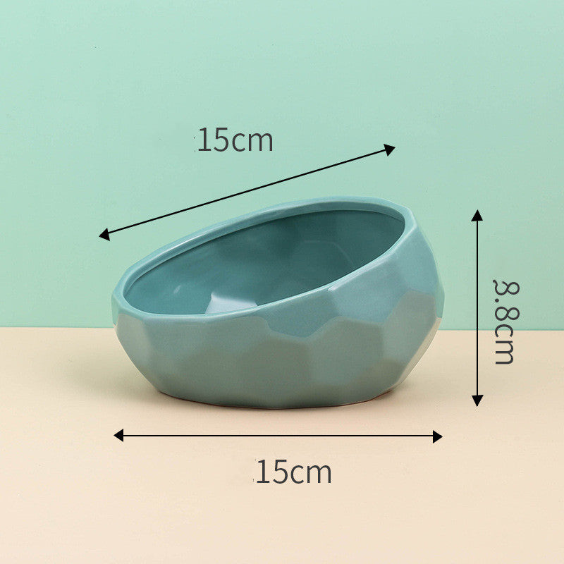 Pet Supplies Ceramic Cat & Dog Bowl – Oblique Mouth Design with Rack | Stylish Feeding Bowl for Cats & Dogs - woofyluxe