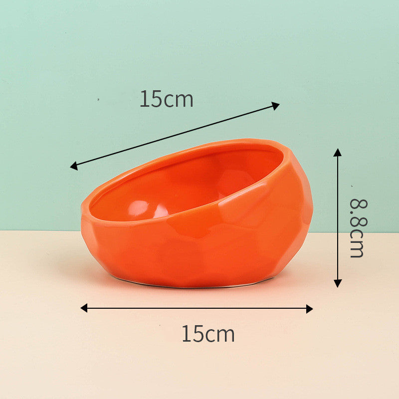 Pet Supplies Ceramic Cat & Dog Bowl – Oblique Mouth Design with Rack | Stylish Feeding Bowl for Cats & Dogs - woofyluxe