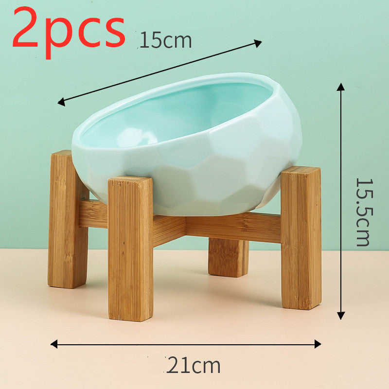 Pet Supplies Ceramic Cat & Dog Bowl – Oblique Mouth Design with Rack | Stylish Feeding Bowl for Cats & Dogs - woofyluxe