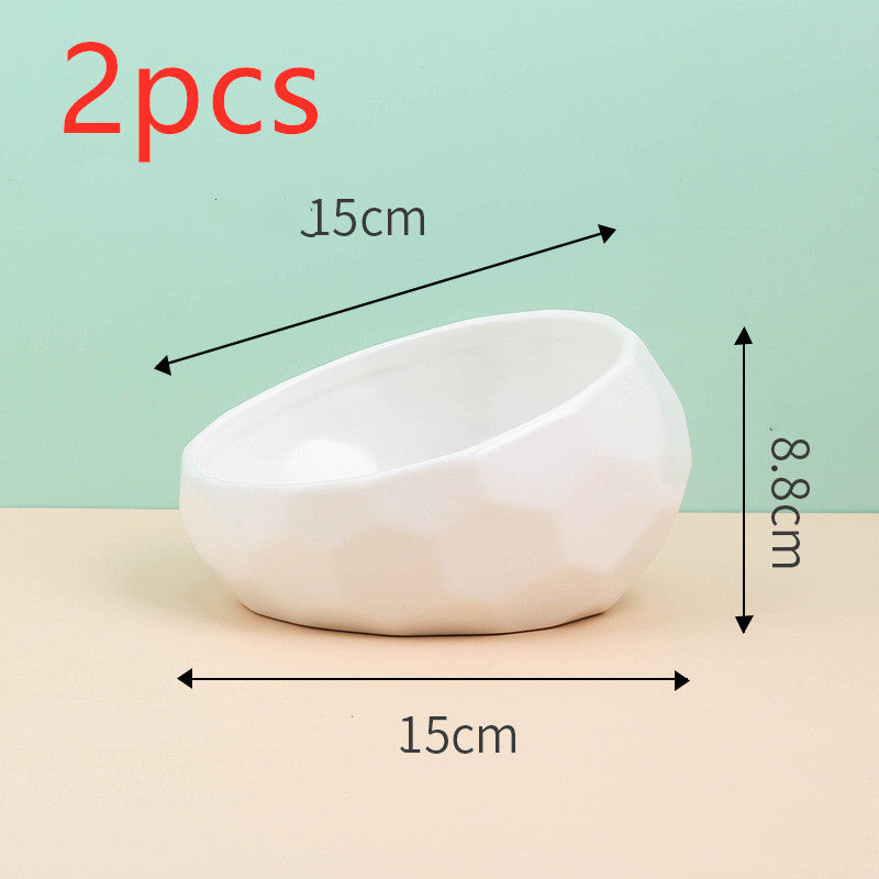 Pet Supplies Ceramic Cat & Dog Bowl – Oblique Mouth Design with Rack | Stylish Feeding Bowl for Cats & Dogs - woofyluxe