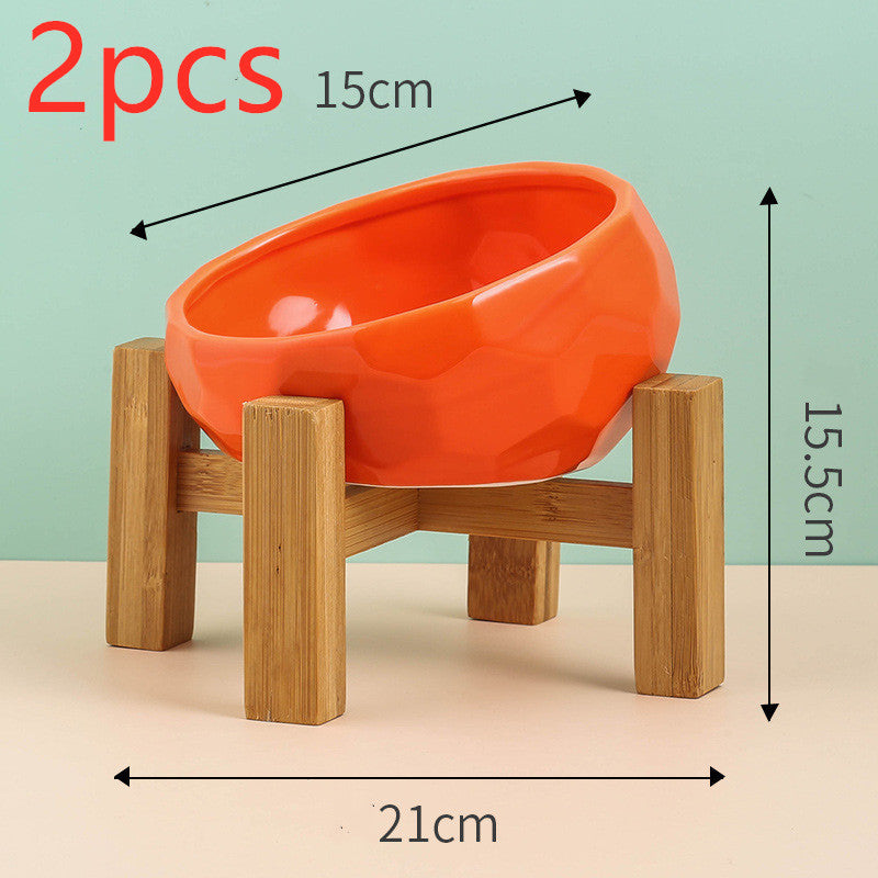 Pet Supplies Ceramic Cat & Dog Bowl – Oblique Mouth Design with Rack | Stylish Feeding Bowl for Cats & Dogs - woofyluxe