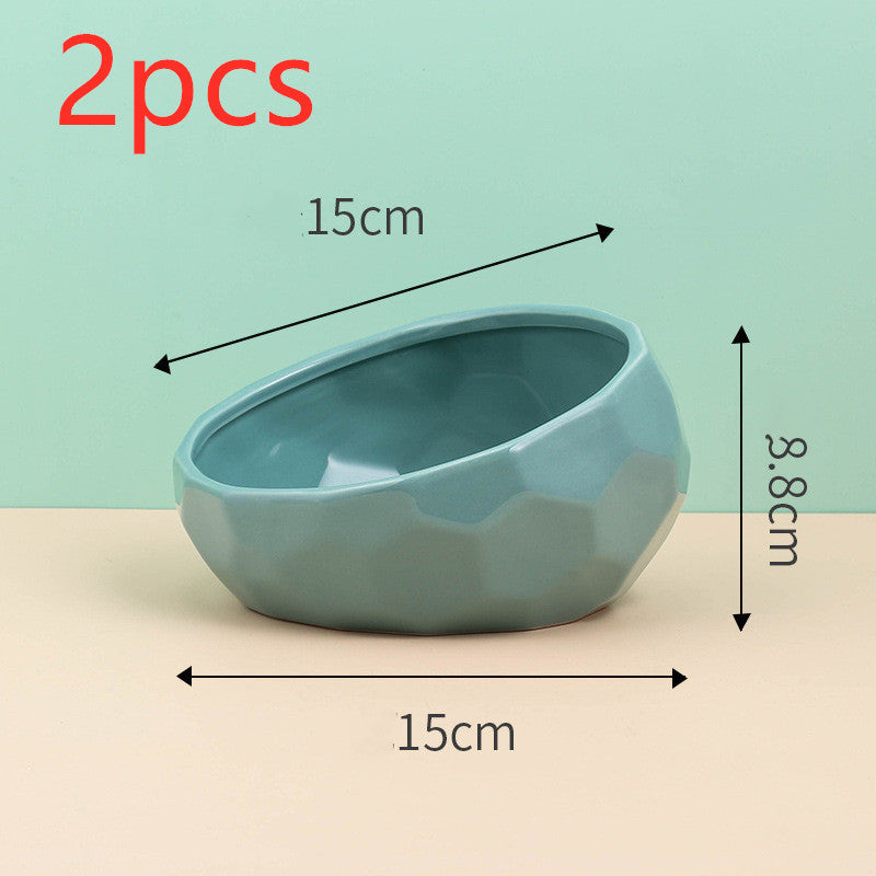 Pet Supplies Ceramic Cat & Dog Bowl – Oblique Mouth Design with Rack | Stylish Feeding Bowl for Cats & Dogs - woofyluxe