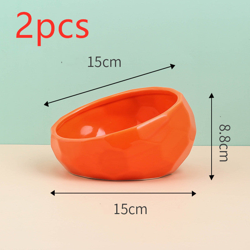 Pet Supplies Ceramic Cat & Dog Bowl – Oblique Mouth Design with Rack | Stylish Feeding Bowl for Cats & Dogs - woofyluxe
