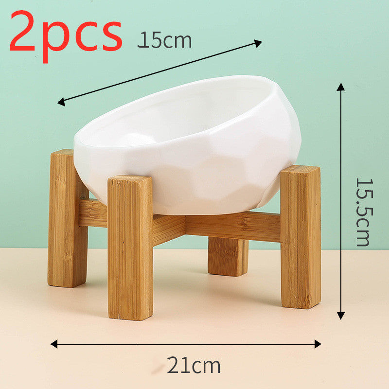 Pet Supplies Ceramic Cat & Dog Bowl – Oblique Mouth Design with Rack | Stylish Feeding Bowl for Cats & Dogs - woofyluxe