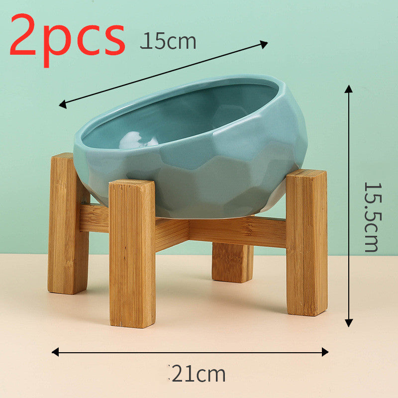 Pet Supplies Ceramic Cat & Dog Bowl – Oblique Mouth Design with Rack | Stylish Feeding Bowl for Cats & Dogs - woofyluxe