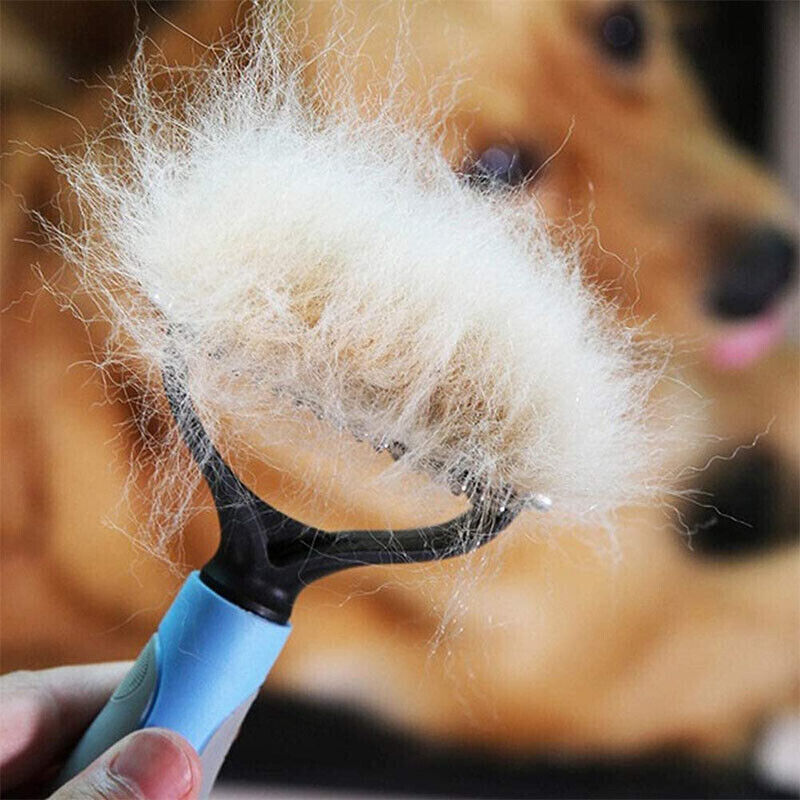Grooming Brush for Dogs & Cats – Dual-Sided Deshedding Dematting Tool, Undercoat Rake Comb & Fur Remover for Pets - woofyluxe