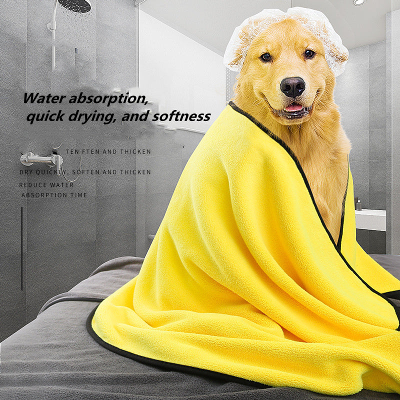 Super Absorbent Dog Drying Towel – Quick-Dry Soft Microfiber Bath Towel for Dogs & Cats, Multiple Sizes (Yellow) - woofyluxe