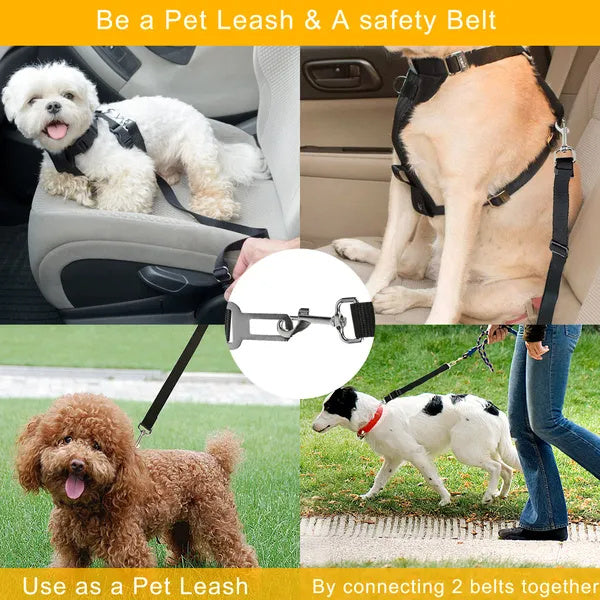 2Pcs Adjustable Dog Cat Seat Belt Harness – Pet Car Safety Leash for Small, Medium & Large Pet - woofyluxe