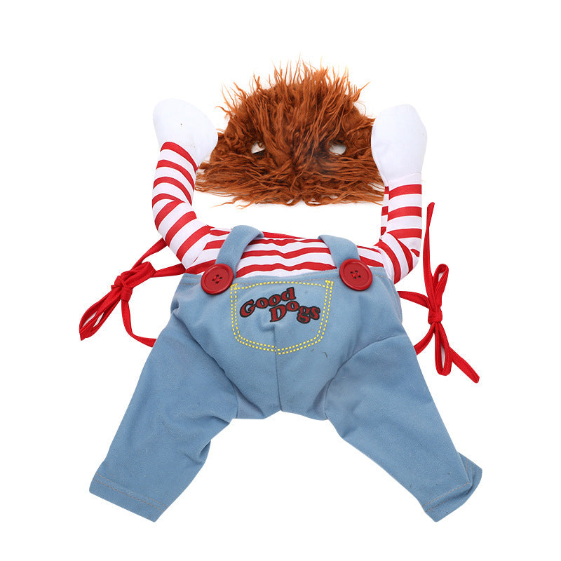 Funny Halloween Dog Costume – Adjustable Scary Cosplay Outfit for Pets, Party & Gatherings (Red, Polyester) - woofyluxe