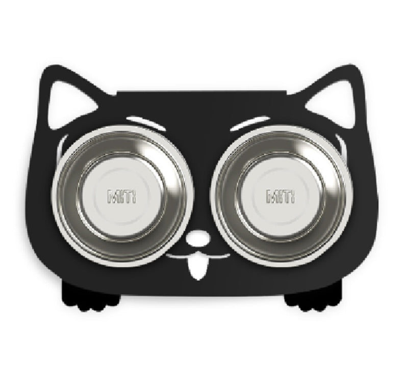 Anti-Falling Cat & Dog Feeding Water Bowl – Inclined Design, Stainless Steel Pet Bowl (Black/White/Pink/Blue) - woofyluxe