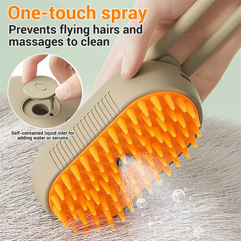 3-in-1 Electric Steam Pet Brush for Dogs & Cats – Hair Removal, Massage & Anti-Static Grooming Comb - woofyluxe