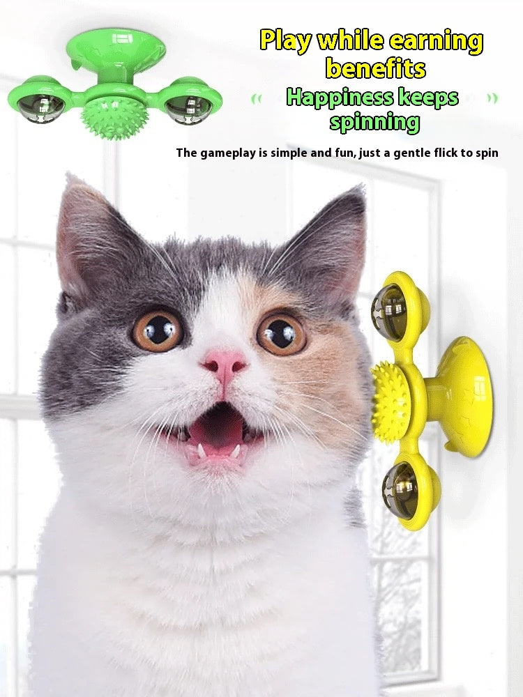 Cat Entertainment Set – Interactive Rotating Disk, Feather Teasers, Windmill & Tumbler Toys for Active & Happy Cats - woofyluxe