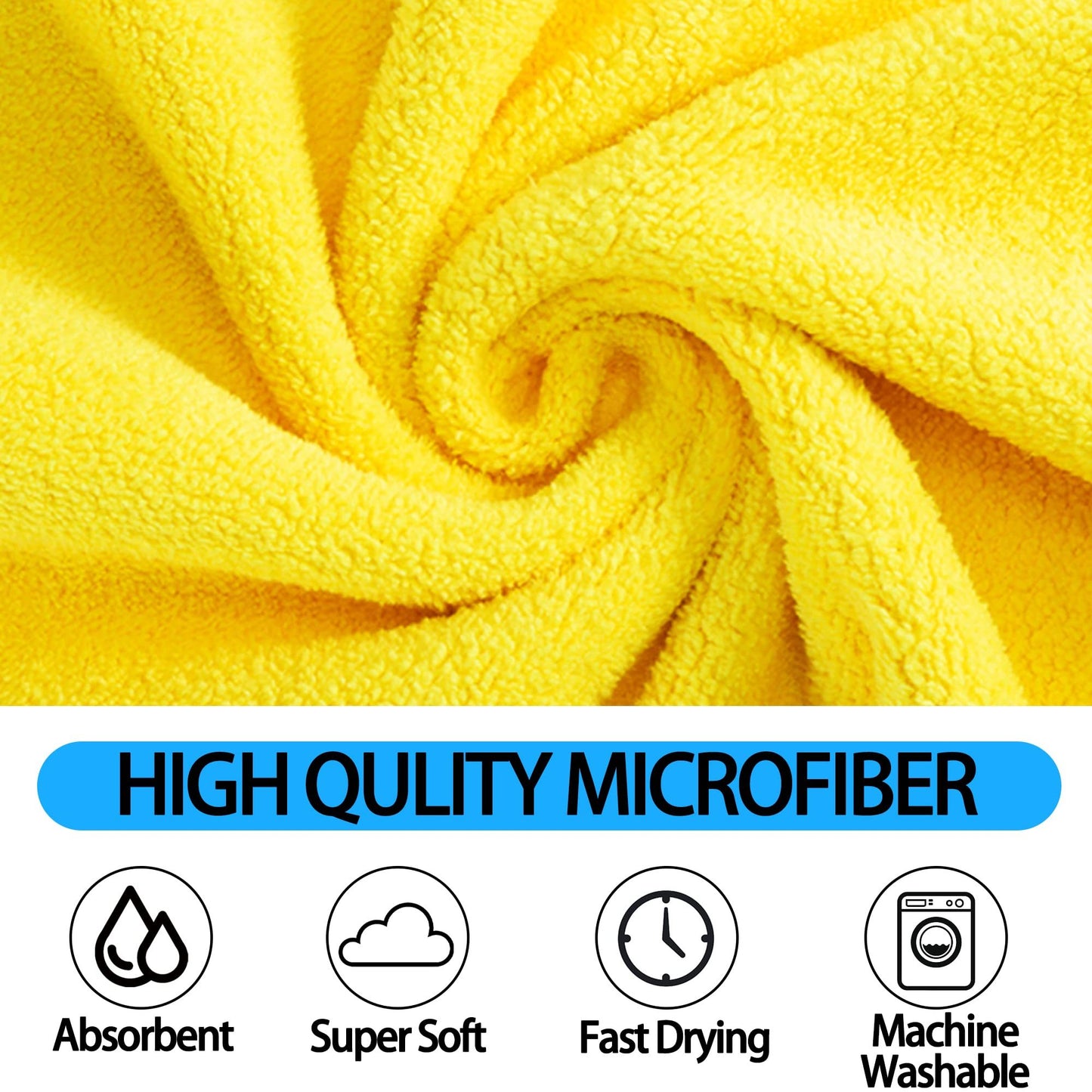 Super Absorbent Dog Drying Towel – Quick-Dry Soft Microfiber Bath Towel for Dogs & Cats, Multiple Sizes (Yellow) - woofyluxe