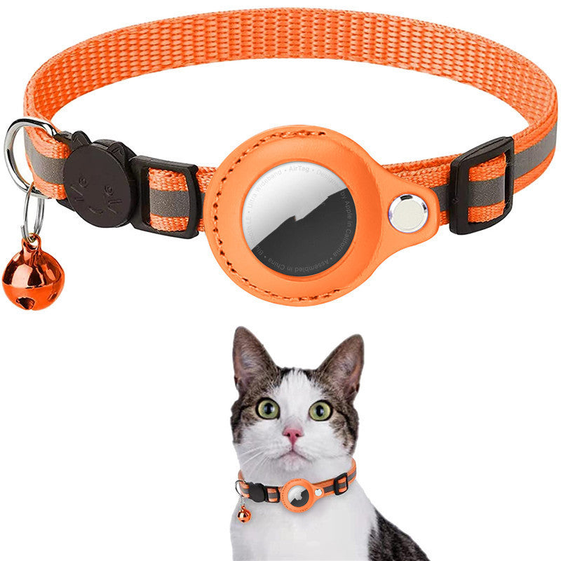 Reflective Nylon Dog Collar with Airtag Holder – Waterproof & Adjustable for Cats and Puppie - woofyluxe