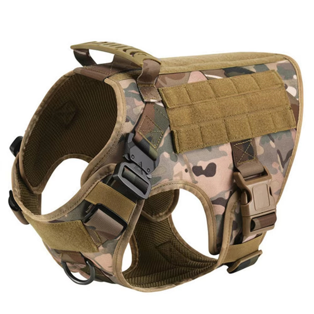 Tactical Dog Harness and Leash Set – 1000D Nylon Camouflage No-Pull Pet Vest for Training & Walking - woofyluxe