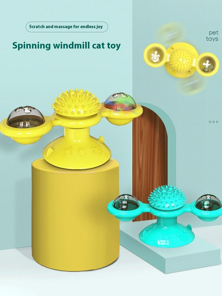 Cat Entertainment Set – Interactive Rotating Disk, Feather Teasers, Windmill & Tumbler Toys for Active & Happy Cats - woofyluxe