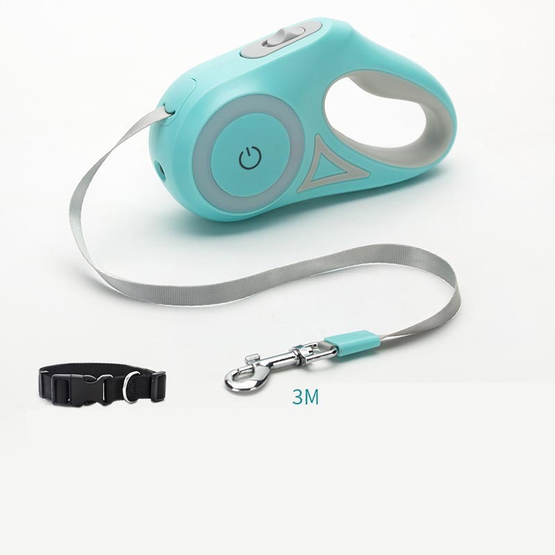 Retractable Dog Leash with Collar – One-Button Brake, Tangle-Free, 3M/5M for Small to Medium Pets - woofyluxe