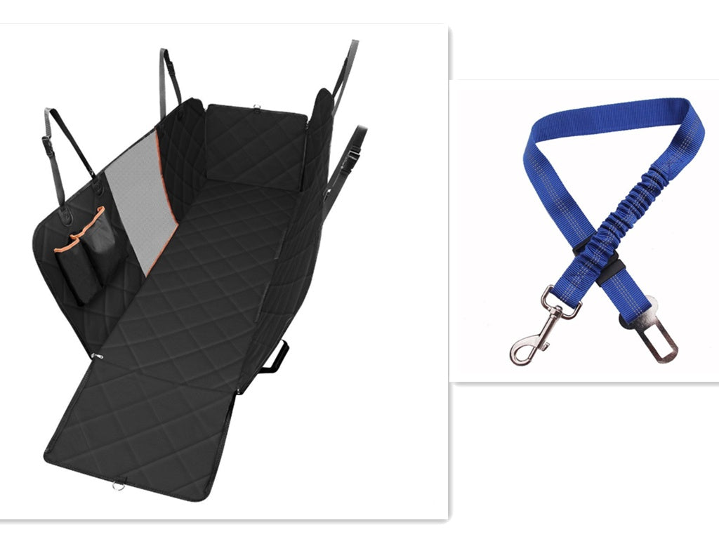 Waterproof Dog Car Seat Cover Hammock with Mesh View, Zipper & Storage Pocket – Universal Fit for Travel Safety - woofyluxe