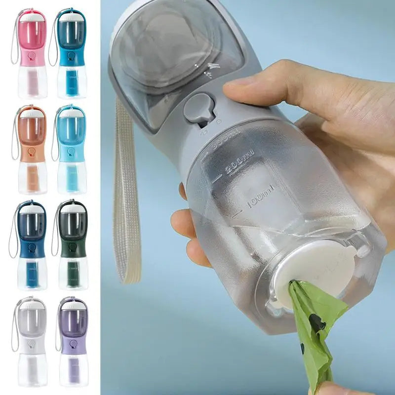 3-in-1 Dog Water Bottle with Food Container & Waste Bag – Portable Pet Travel Dispenser - woofyluxe