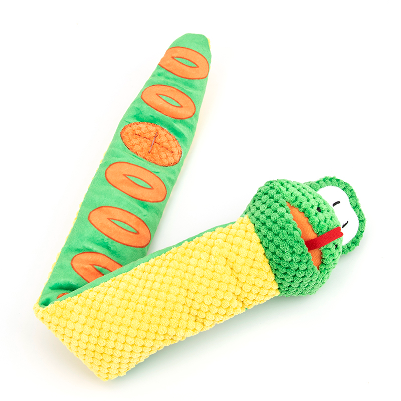 Snake Snuffle Dog Toy – Squeaky Puzzle Plush Chew Toy for IQ Training & Stress Relief - woofyluxe