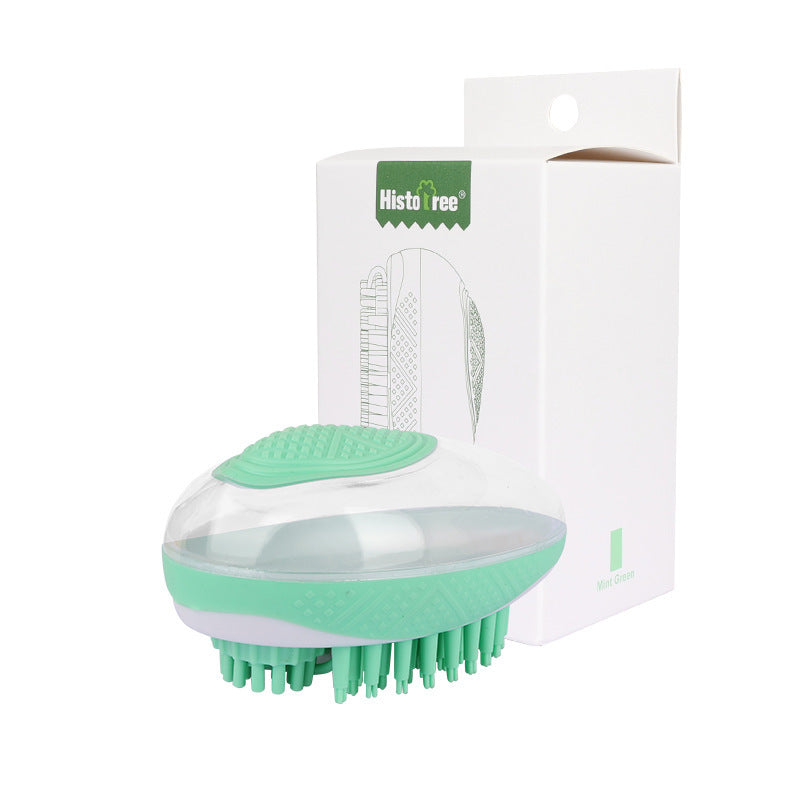 2-in-1 Dog & Cat Bath Brush – Soft Silicone Grooming Comb with Shampoo Dispenser - woofyluxe