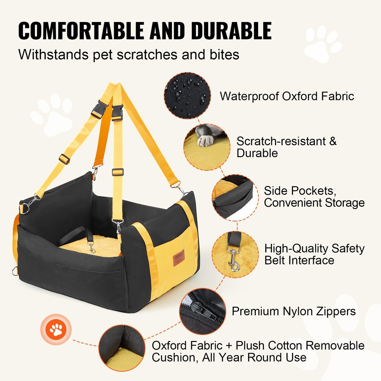 Luxury Dog Car Booster Seat – Fits Small Dogs Up to 25lbs | VEVOR Black - woofyluxe