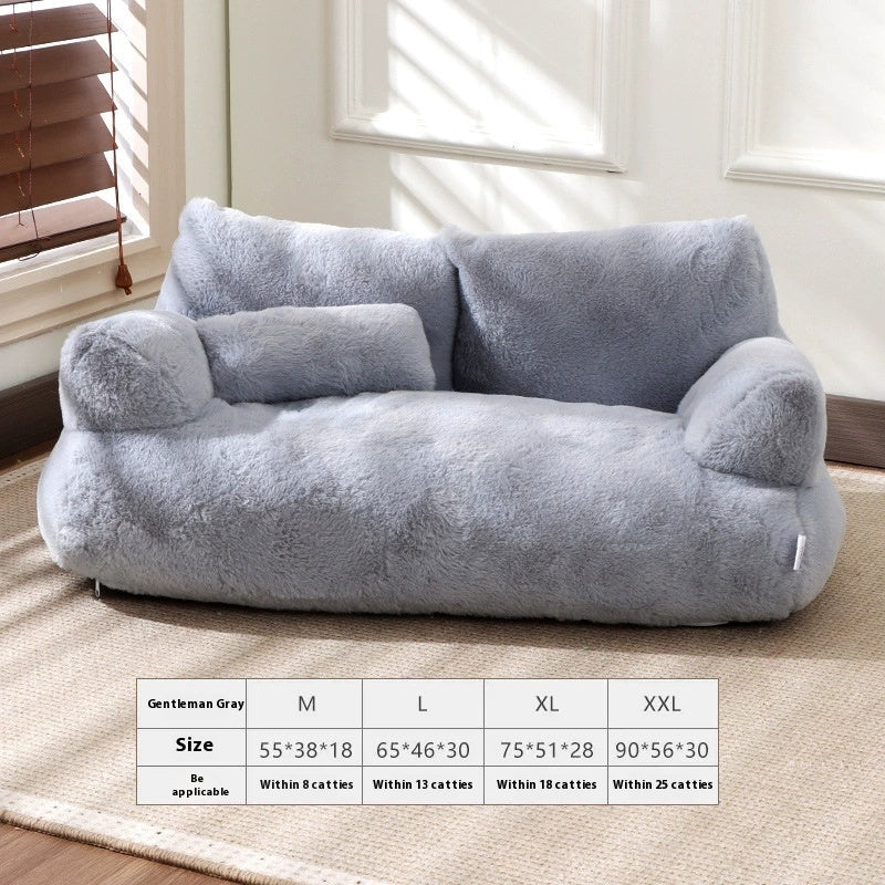 Flannel Warm Cat Bed Sofa – Soft Plush Pet Kennel for Cats (M/L Sizes) - woofyluxe