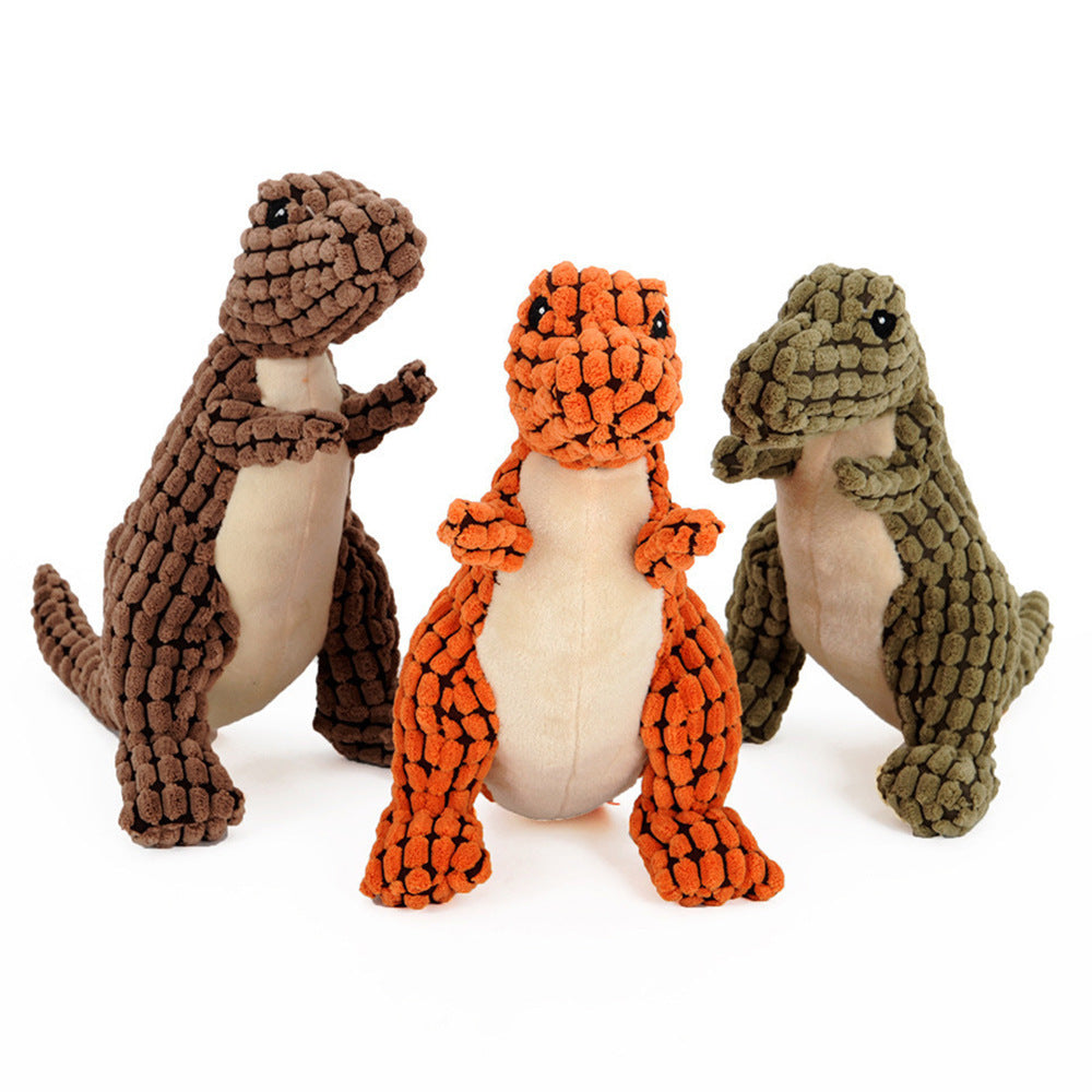 Interactive Dinosaur Plush Chew Toy for Dogs – Squeaky Soft Toy for Large Dogs, Chihuahuas & Puppies - woofyluxe