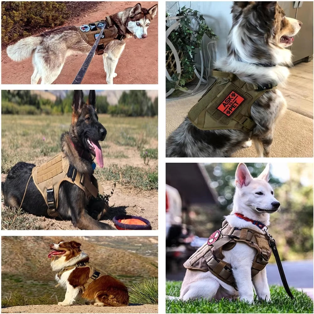 Tactical Dog Harness and Leash Set – 1000D Nylon Camouflage No-Pull Pet Vest for Training & Walking - woofyluxe