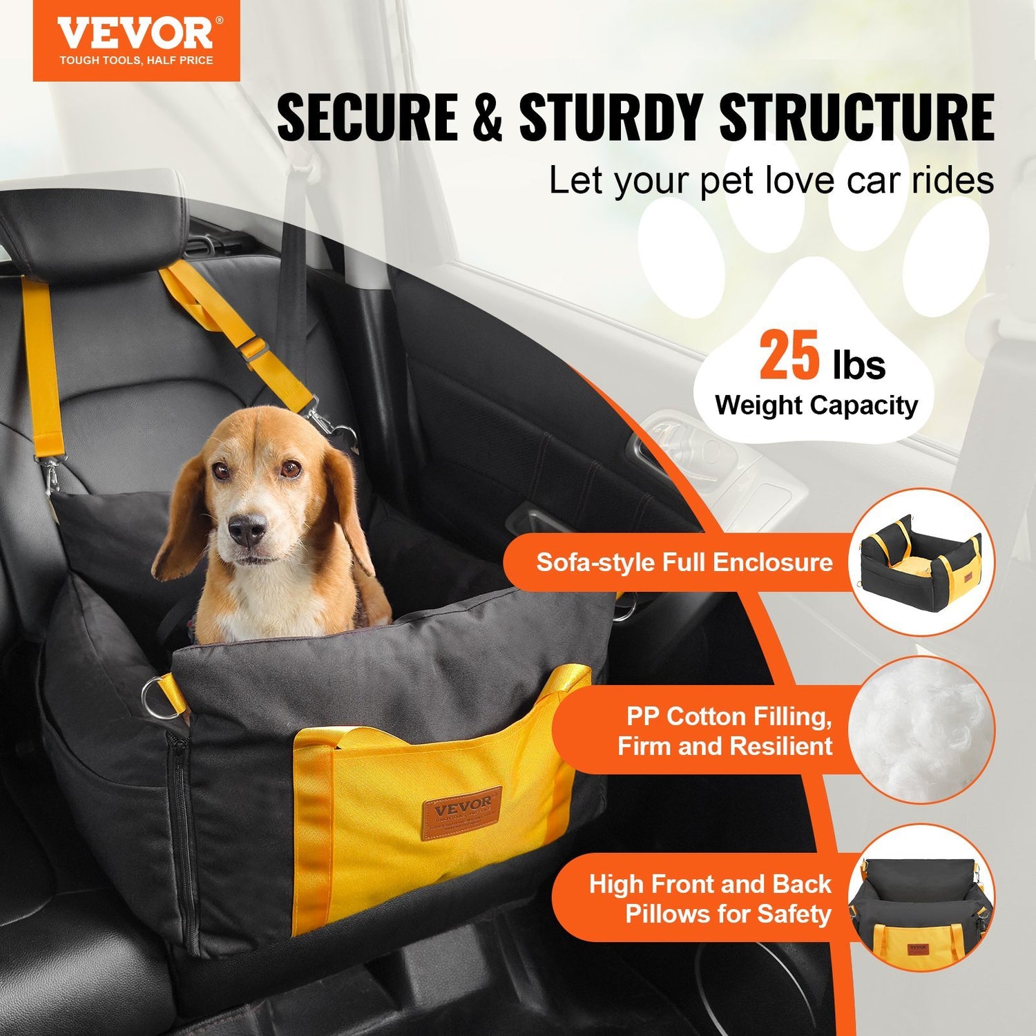 Luxury Dog Car Booster Seat – Fits Small Dogs Up to 25lbs | VEVOR Black - woofyluxe