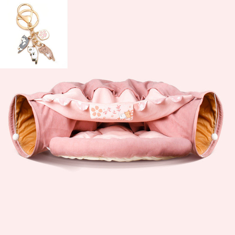 Collapsible Cat Tunnel – Durable, Washable, Portable Pet Play Tunnel (45 x 50 x 22 cm) - woofyluxe