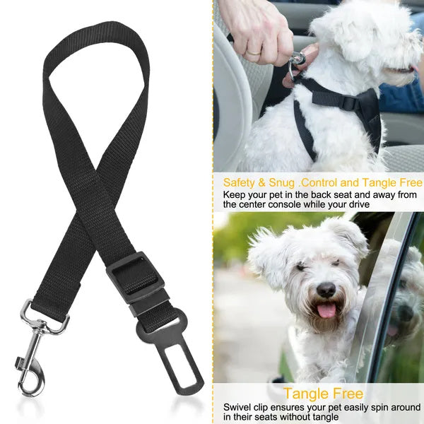 2Pcs Adjustable Dog Cat Seat Belt Harness – Pet Car Safety Leash for Small, Medium & Large Pet - woofyluxe