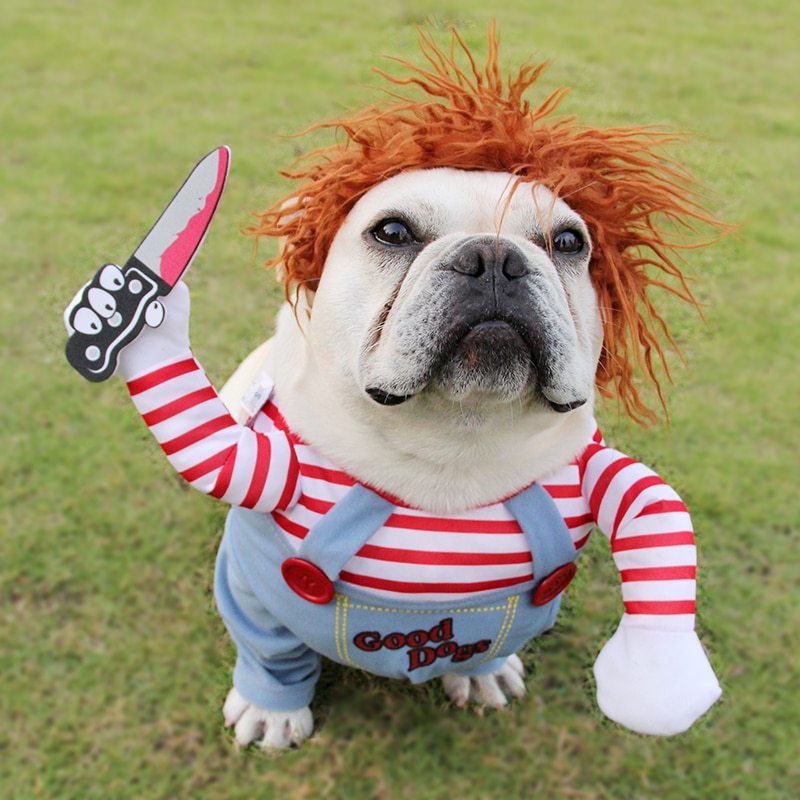 Funny Halloween Dog Costume – Adjustable Scary Cosplay Outfit for Pets, Party & Gatherings (Red, Polyester) - woofyluxe