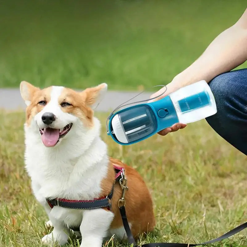 3-in-1 Dog Water Bottle with Food Container & Waste Bag – Portable Pet Travel Dispenser - woofyluxe