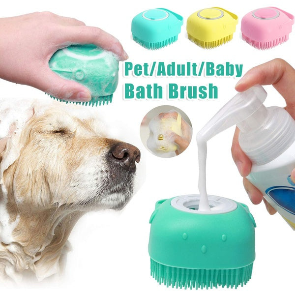 Silicone Dog Bath Brush – Pet Massage & Grooming Glove for Bathing & Cleaning - woofyluxe