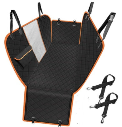 Waterproof Dog Car Seat Cover Hammock with Mesh View, Zipper & Storage Pocket – Universal Fit for Travel Safety - woofyluxe