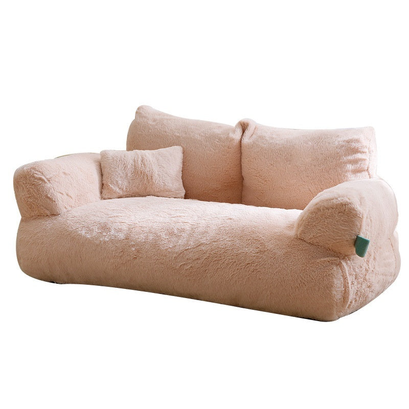 Flannel Warm Cat Bed Sofa – Soft Plush Pet Kennel for Cats (M/L Sizes) - woofyluxe
