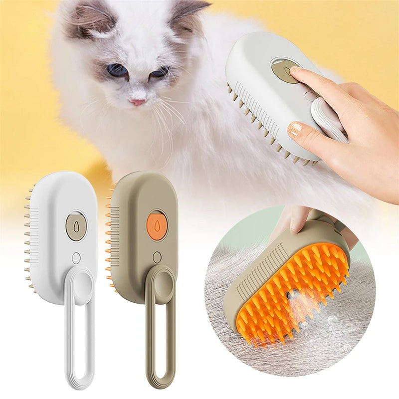 3-in-1 Electric Steam Pet Brush for Dogs & Cats – Hair Removal, Massage & Anti-Static Grooming Comb - woofyluxe