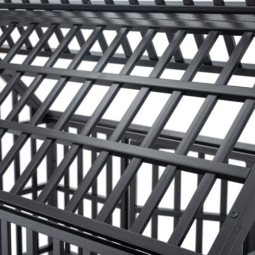 Heavy Duty Dog Kennel Cage with Roof, Windows, Lockable Doors, and Removable Trays – Indoor & Outdoor Use - woofyluxe