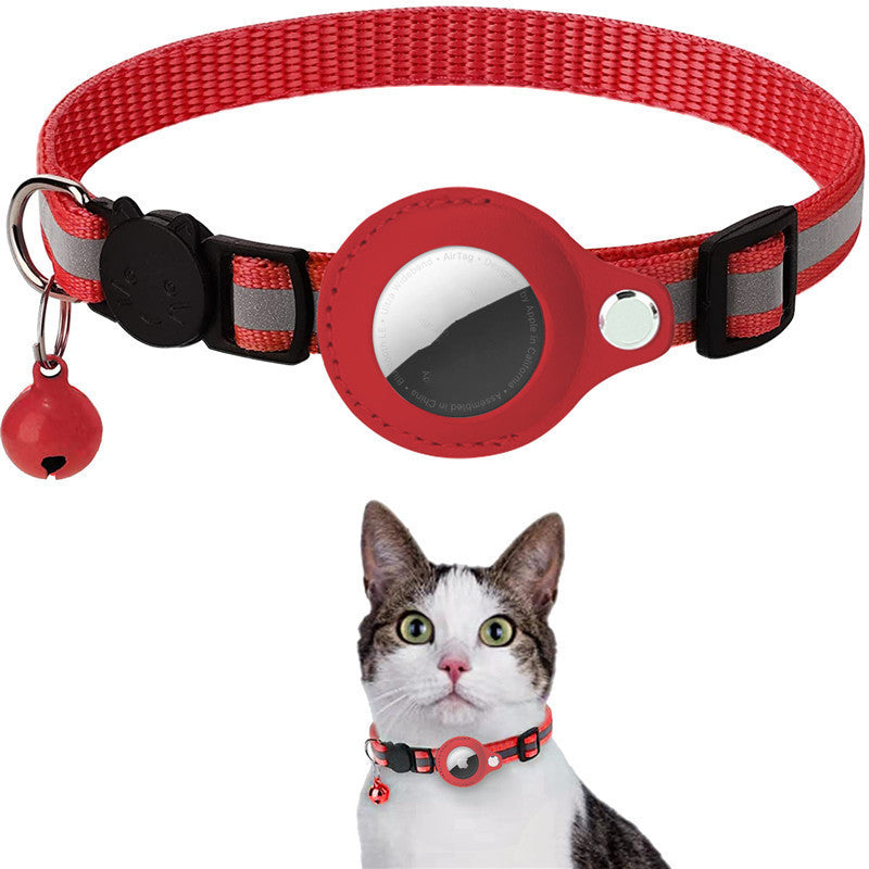 Reflective Nylon Dog Collar with Airtag Holder – Waterproof & Adjustable for Cats and Puppie - woofyluxe