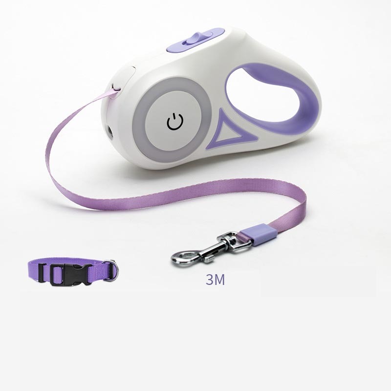 Retractable Dog Leash with Collar – One-Button Brake, Tangle-Free, 3M/5M for Small to Medium Pets - woofyluxe