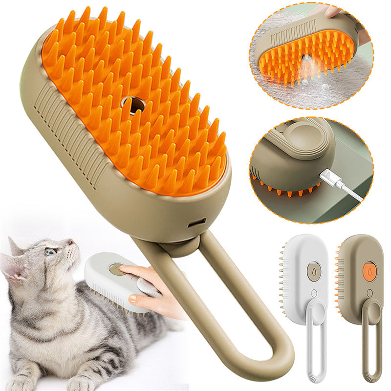 3-in-1 Electric Steam Pet Brush for Dogs & Cats – Hair Removal, Massage & Anti-Static Grooming Comb - woofyluxe