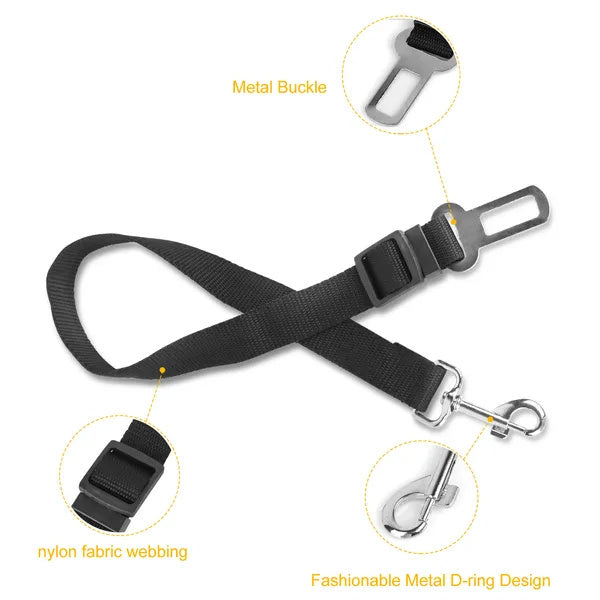 2Pcs Adjustable Dog Cat Seat Belt Harness – Pet Car Safety Leash for Small, Medium & Large Pet - woofyluxe