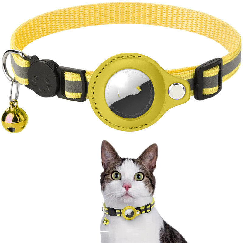 Reflective Nylon Dog Collar with Airtag Holder – Waterproof & Adjustable for Cats and Puppie - woofyluxe